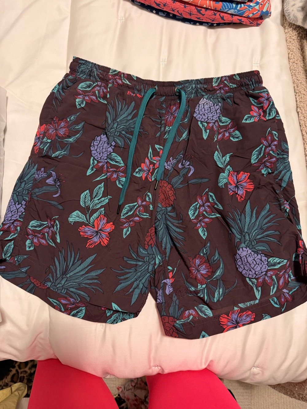 Saxx Gray Boxer Briefs with Teal & Maroon Floral Waistband